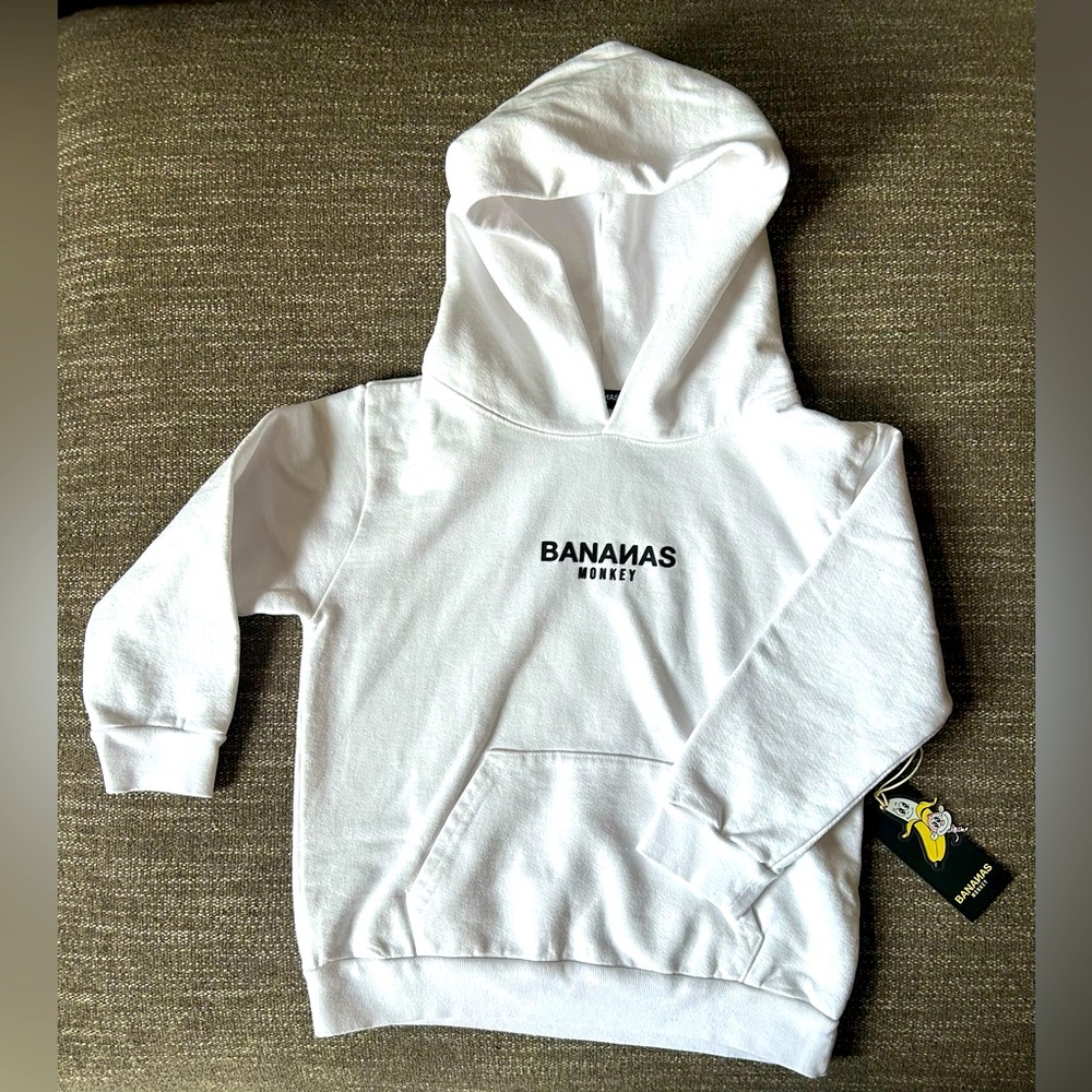 Bananas Monkey kids size 6 White heavy Hoodie